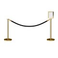 Montour Line Stanchion Post and Rope Kit Pol.Brass, 2FlatTop 1Blk Rope 8.5x11V Sign C-Kit-1-PB-FL-1-Tapped-1-8511-V-1-ER-BK-PB